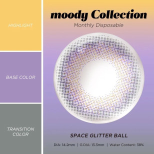 moody 月棄 SPACE GLITTER BALL  宇宙光波球  VIOLET  2片裝